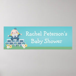 Poster Bannière de fête de baby shower mignonne de Humpty