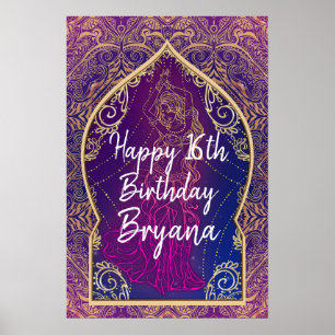 Poster Bannière de fête de danse du ventre marocaine viol
