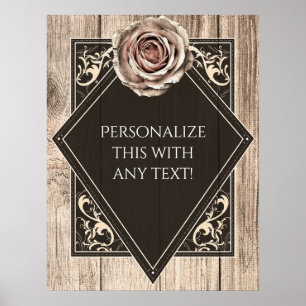 Poster Bannière de fête diamant en bois élégant Rose rust