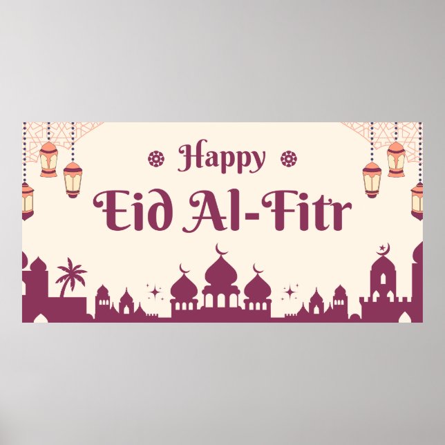 Poster Bannière de fête Eid Mubarak Eid joyeuse  (Devant)
