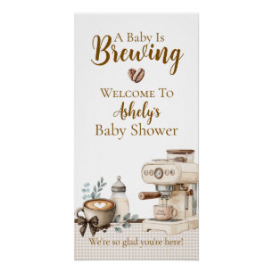 Poster Bannière de fête prénatale Baby is Brewing Coffee