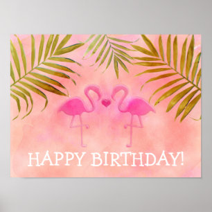 Poster Bannière de fête tropicale de plage avec deux flam