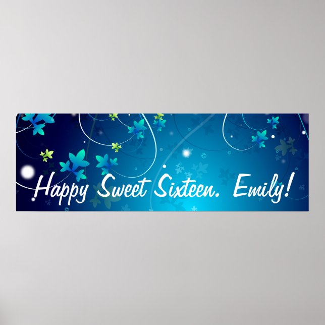 Poster Bannière de la fête d'anniversaire sweet sixteen (Devant)