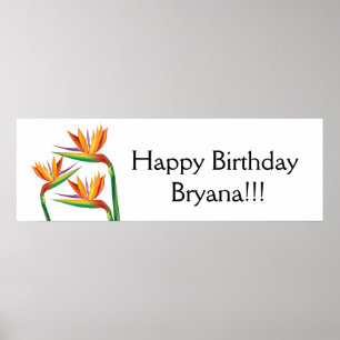 Poster Bannière de la Fête Florale Tropicale de l'Oiseau 