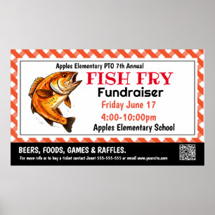 Poster Bannière de l'église PTO PTA FISH fry