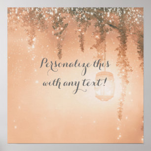 Poster Bannière de mariage rustique et rêveuse rose en fo