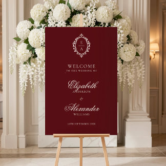 Poster Bannière de mariage vintage Bourgogne Ancienne For