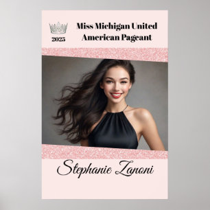Poster Bannière de porte de concours Rose Pink Glitz