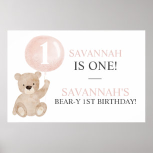 Poster Bannière de premier anniversaire de Bear