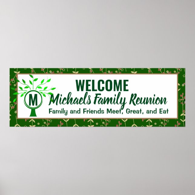 Poster Bannière de réunion de la famille Monogramme (Devant)
