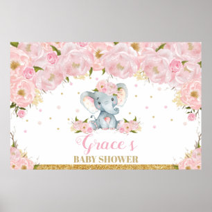Poster Bannière de toile de fond pour Baby Shower Fleur e