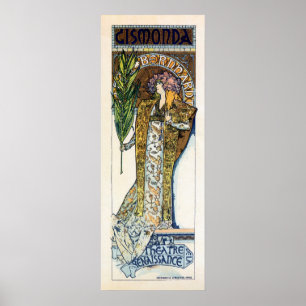 Poster Bannière de verticale d'Alfons Mucha Sarah