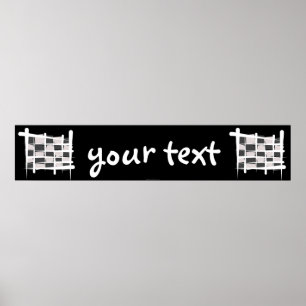 Poster Bannière d'indicateur À damiers brosse