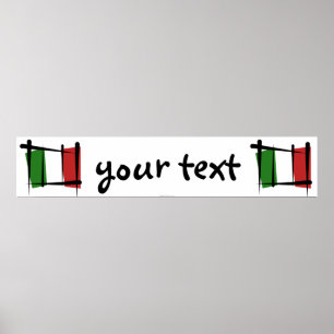 Poster Bannière du drapeau à pinceau Italie
