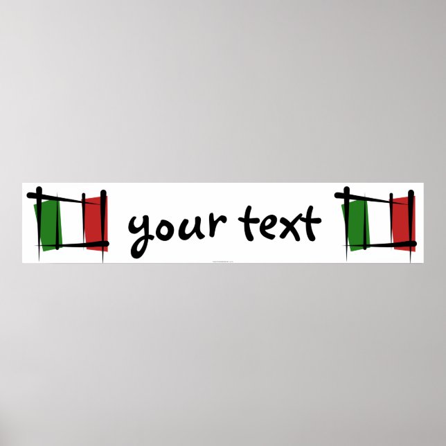 Poster Bannière du drapeau à pinceau Italie (Devant)