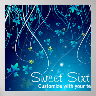 Poster Bannière du sweet sixteen Turquoise Blue Swils Par