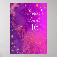 Bannière Elephant Purple Rose Orange & Gold Party