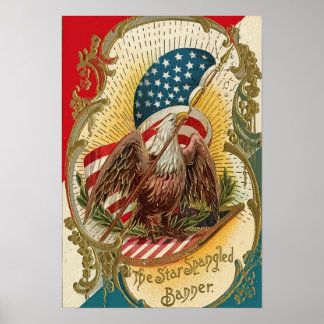 Poster Bannière étoilée Eagle drapeau américain Imprimer