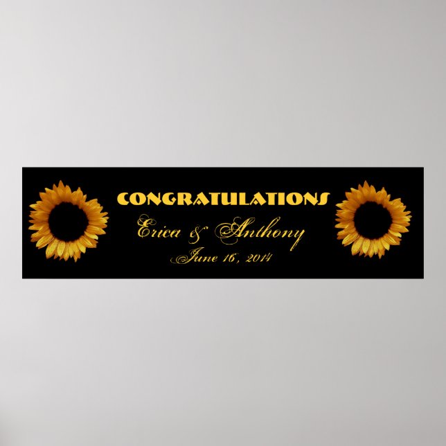 Poster Bannière Mariage ou Fiançailles Sunflowers (Devant)