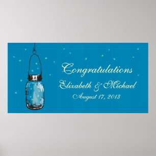 Poster Bannière Mason Jar et Fireflies