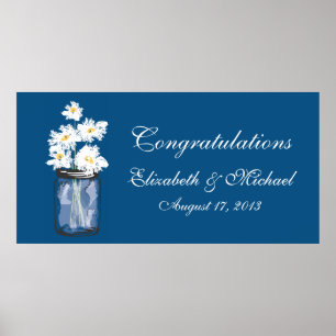 Poster Bannière Mason Jar et Marguerites Blanches