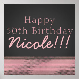 Poster Bannière Matte Pink & Grey Modern Glam Sequin Part