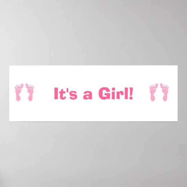 Poster Bannière personnalisée "Baby Girl Footprints" (Devant)