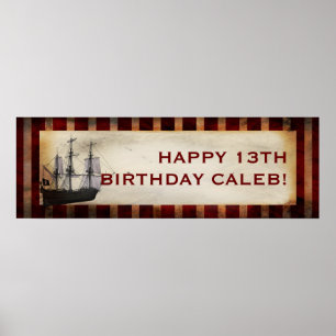 Poster Bannière personnalisée de fête d'anniversaire grun