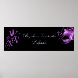 Poster Bannière personnalisée Mis XV violet 22,5 po x 7,5