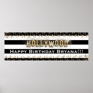 Poster Bannière personnalisée rayures noir et blanc Holly