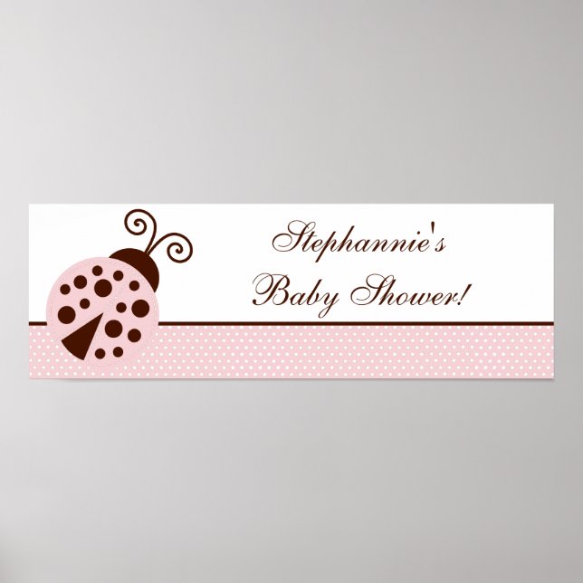 Poster Bannière personnalisée rose ladybug 22,5 po x 7,5  (Devant)