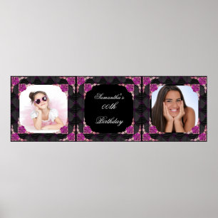 Poster Bannière Photo 00e Anniversaire Rose Noir