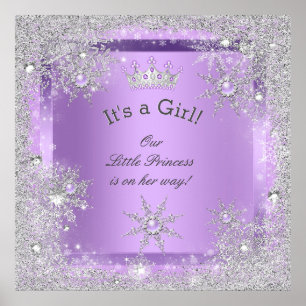 Poster Bannière Princesse Baby shower Lilac Purple