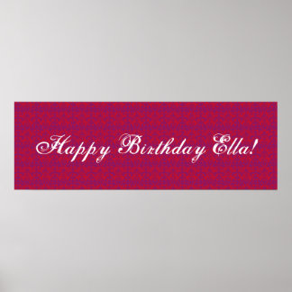 Poster Bannière rouge et pourpre Damask