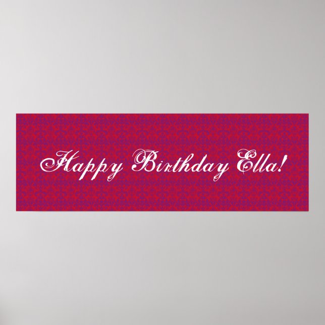 Poster Bannière rouge et pourpre Damask (Devant)