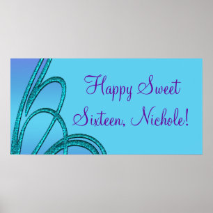 Poster Bannières de fête d'anniversaire