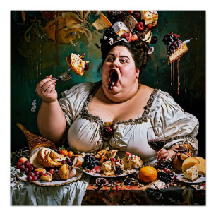 Poster "Banquet du Chaos" Œuvre d'art surréaliste colorée