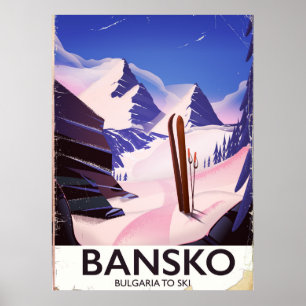 Poster Bansko Bulgarie À Ski