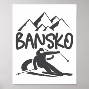 Poster Bansko Ski Snowboard Bulgarie Resort Distres