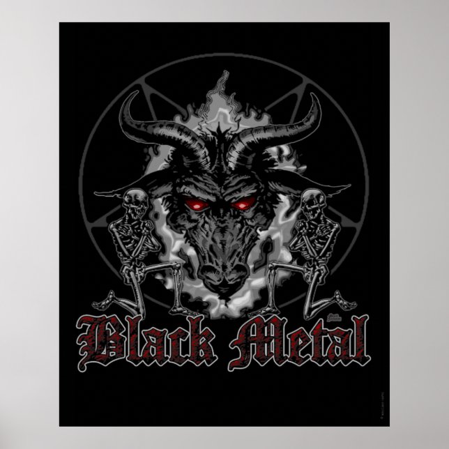 Poster Baphomet Pentagramme Métal Noir (Devant)