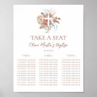 Poster Baptême bohème Baptême Boho Christening Seing Grap