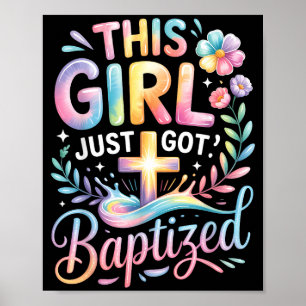 Poster Baptême Cette Fille Vient d'être Baptisée Croix Ch