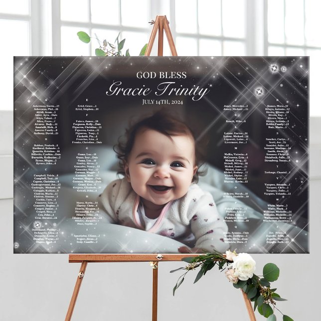 Poster Baptême Christening photo carte assise élégant (Créateur téléchargé)