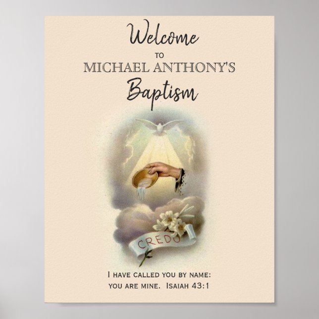 Poster Baptême Christening Religieux Bienvenue (Devant)