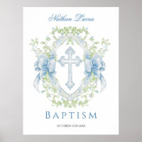 Baptême Croix Crest Verdure Baby Boy