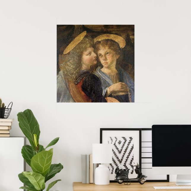 Poster Baptême du Christ par Léonard de Vinci (Bureau à domicile)