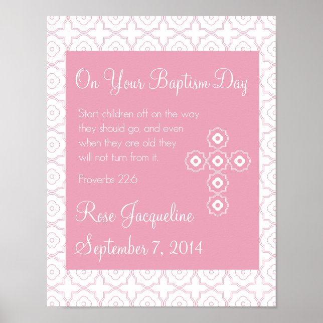 Poster Baptême personnalisé pour fille - 11x14 (Devant)