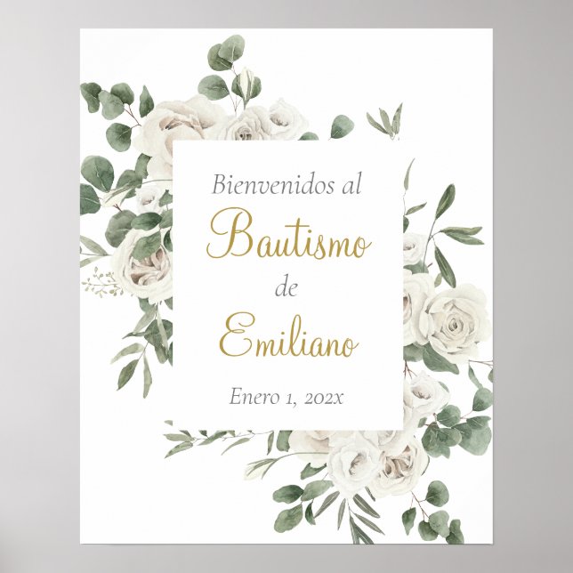 Poster Baptême signe de bienvenue en espagnol (Devant)