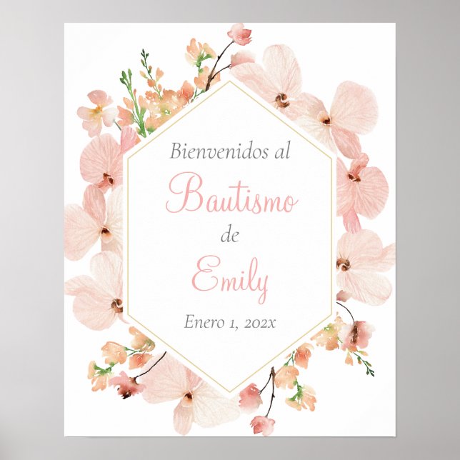 Poster Baptême signe de bienvenue en espagnol (Devant)