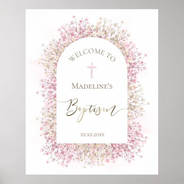 Poster Baptism floral welcome (Devant)